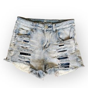 Almost Famous Distressed  Raw Hem Cut Off Jean Shorts